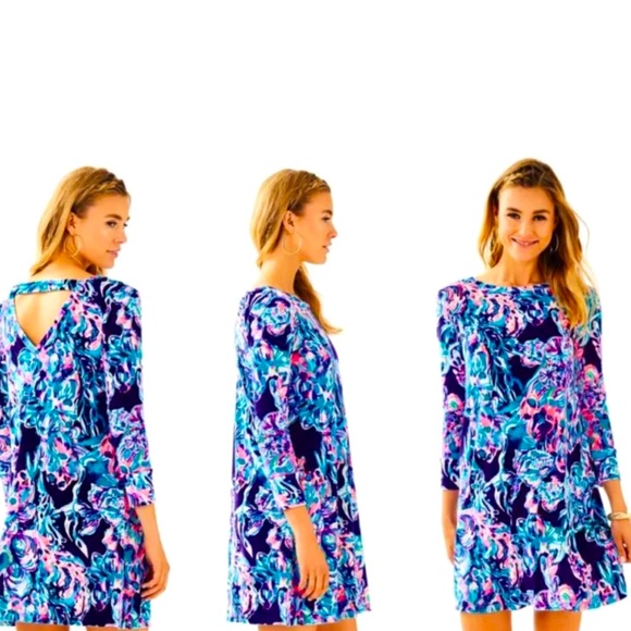 168.00 NWT LILLY PULTZER OLIVE DRESS BRIGHT NAVY ALL CAUGHT - Picture 4 of 8